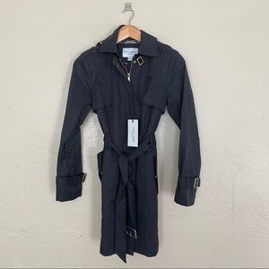 NWT [cole haan] black hooded rain trench coat